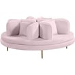 Meridian Furniture Circlet Pink Velvet Roundabout Sofa with Gold Iron Legs