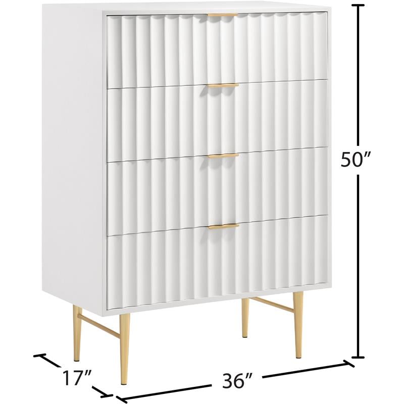 Meridian Furniture Modernist Contemporary Chest in White Medium Gloss Finish