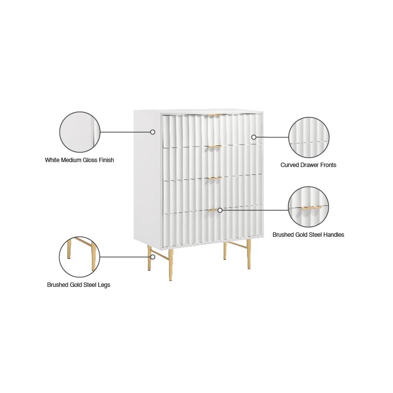Meridian Furniture Modernist Contemporary Chest in White Medium Gloss Finish
