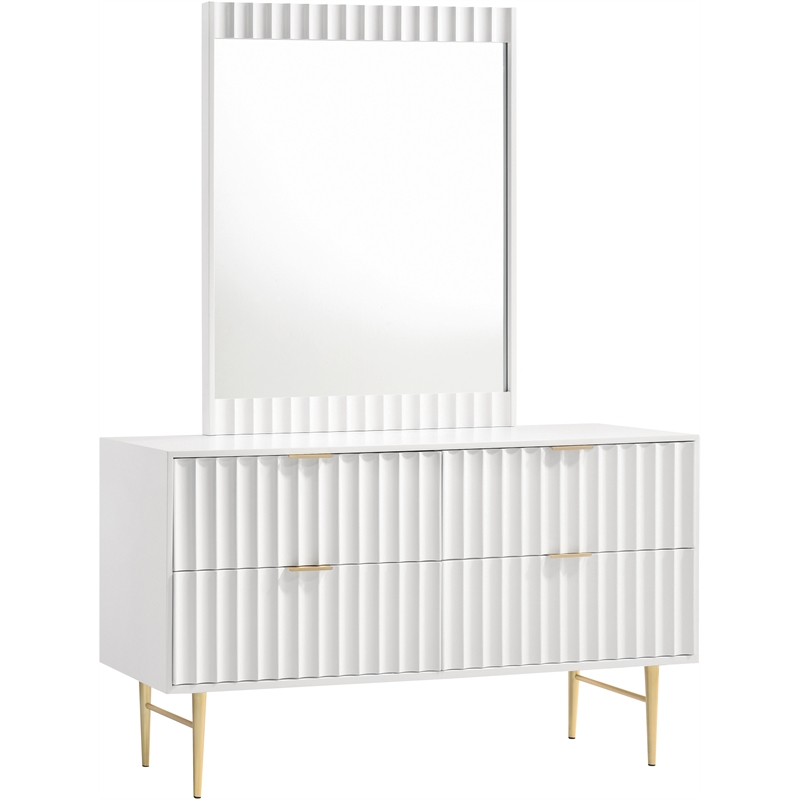 Meridian Furniture Modernist Contemporary Dresser in White Medium Gloss Finish