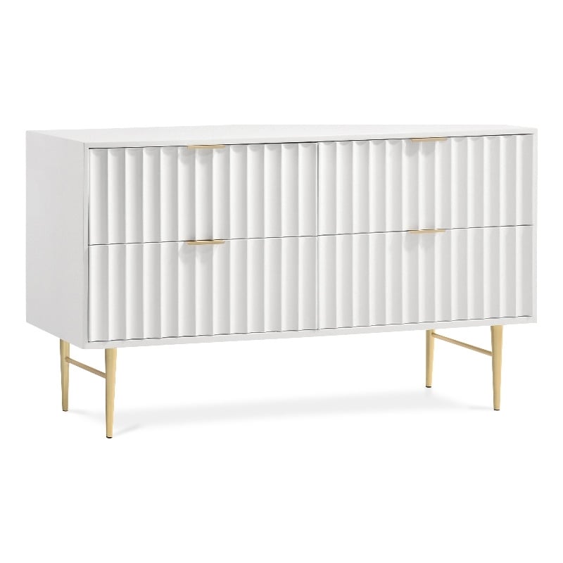 Meridian Furniture Modernist Contemporary Dresser in White Medium Gloss Finish