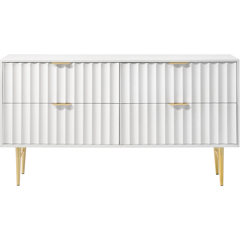 Meridian Furniture Modernist Contemporary Dresser in White Medium Gloss Finish