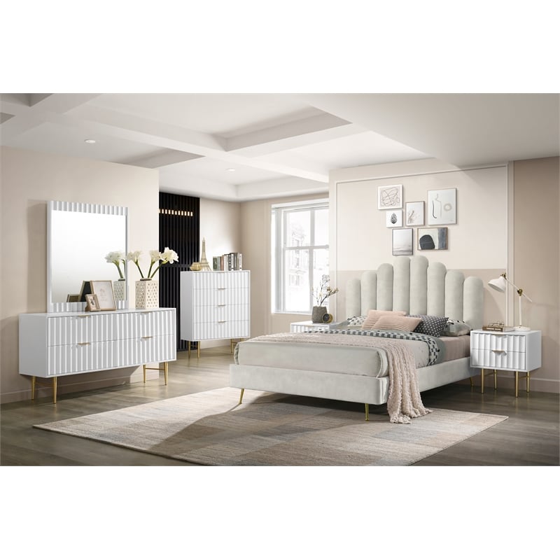 Meridian Furniture Modernist Contemporary Dresser in White Medium Gloss Finish
