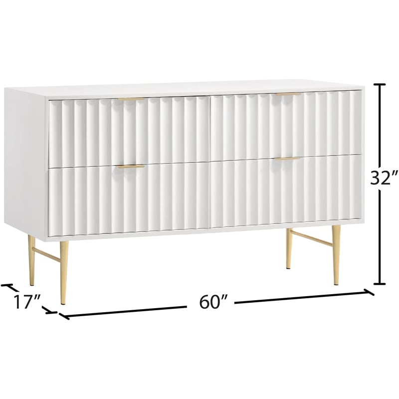 Meridian Furniture Modernist Contemporary Dresser in White Medium Gloss Finish