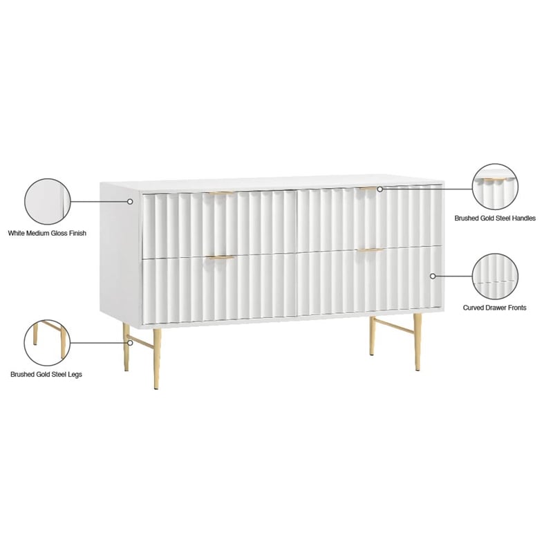 Meridian Furniture Modernist Contemporary Dresser in White Medium Gloss Finish