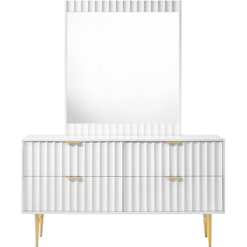 Meridian Furniture Modernist Contemporary Dresser in White Medium Gloss Finish