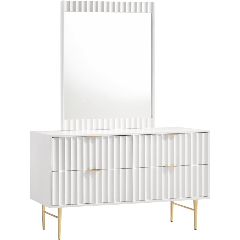 Meridian Furniture Modernist Contemporary Dresser in White Medium Gloss Finish