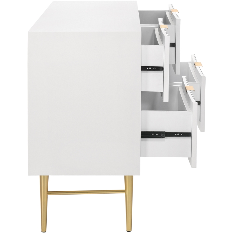 Meridian Furniture Modernist Contemporary Dresser in White Medium Gloss Finish
