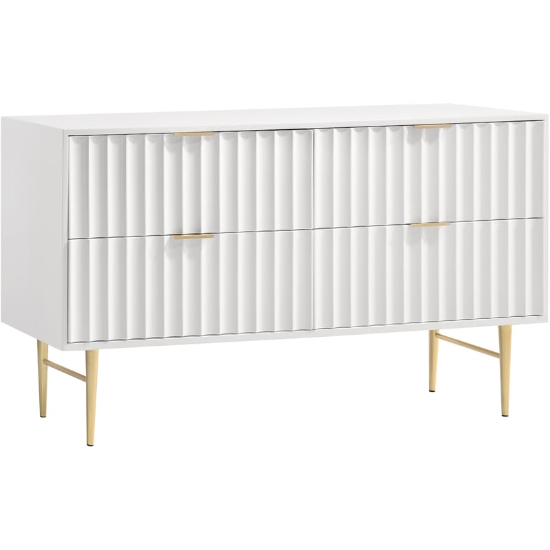Meridian Furniture Modernist Contemporary Dresser in White Medium Gloss Finish
