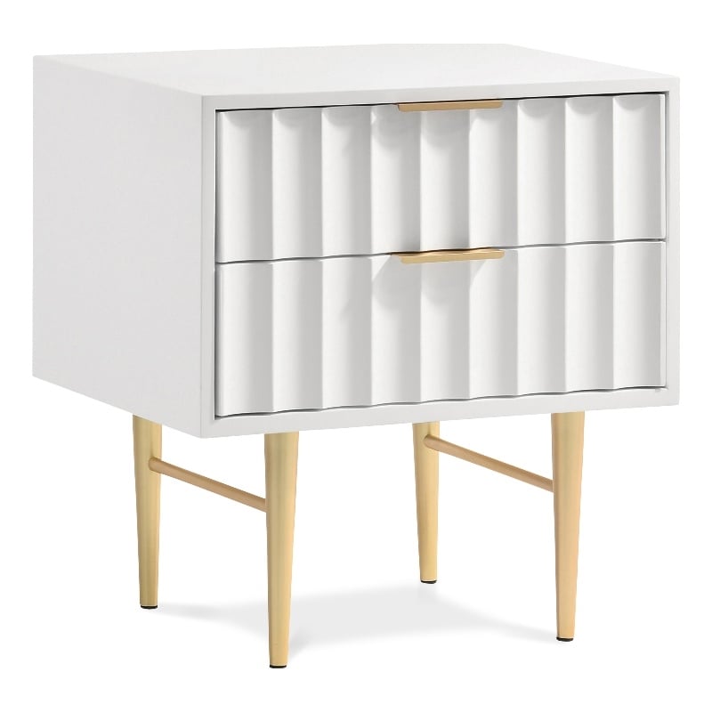 Meridian Furniture Modernist Nightstand in White Medium Gloss Finish