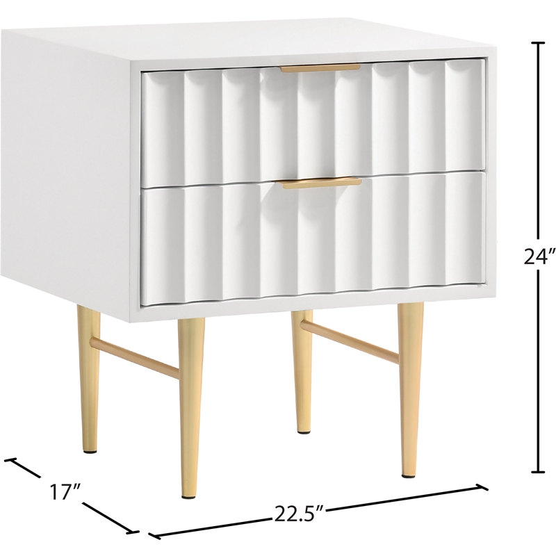 Meridian Furniture Modernist Nightstand in White Medium Gloss Finish