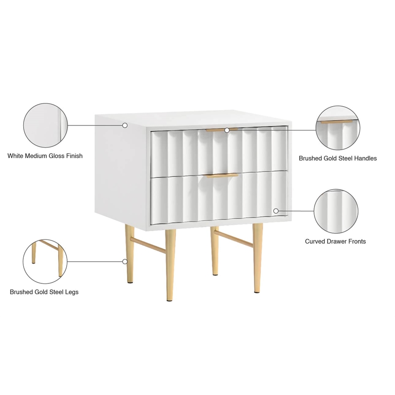 Meridian Furniture Modernist Nightstand in White Medium Gloss Finish