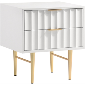meridian furniture modernist 2 drawer contemporary nightstand in white medium gloss