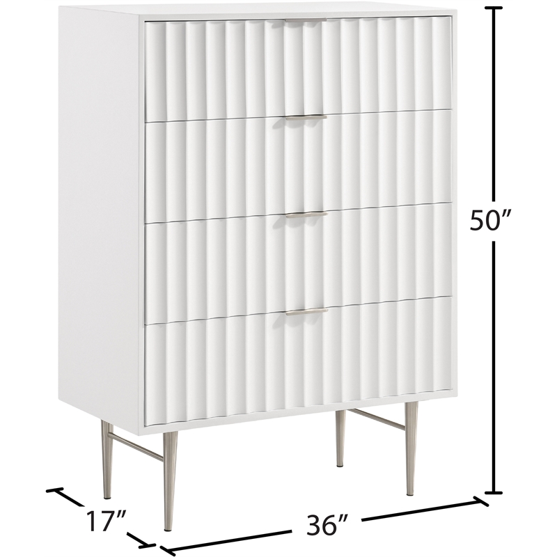 Meridian Furniture Modernist Contemporary Chest in White Medium Gloss Finish