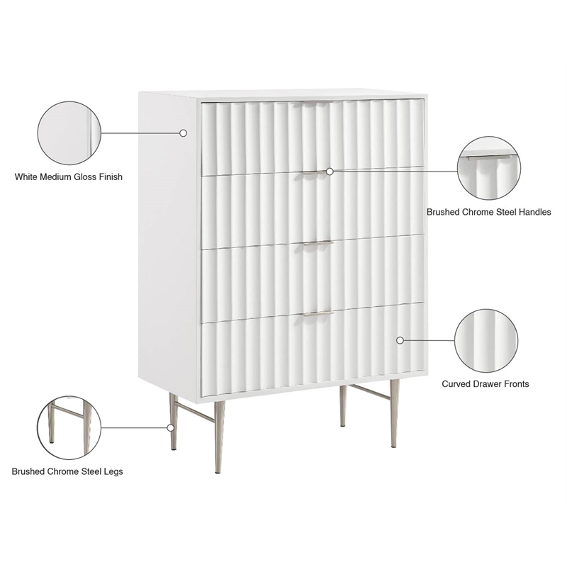 Meridian Furniture Modernist Contemporary Chest in White Medium Gloss Finish