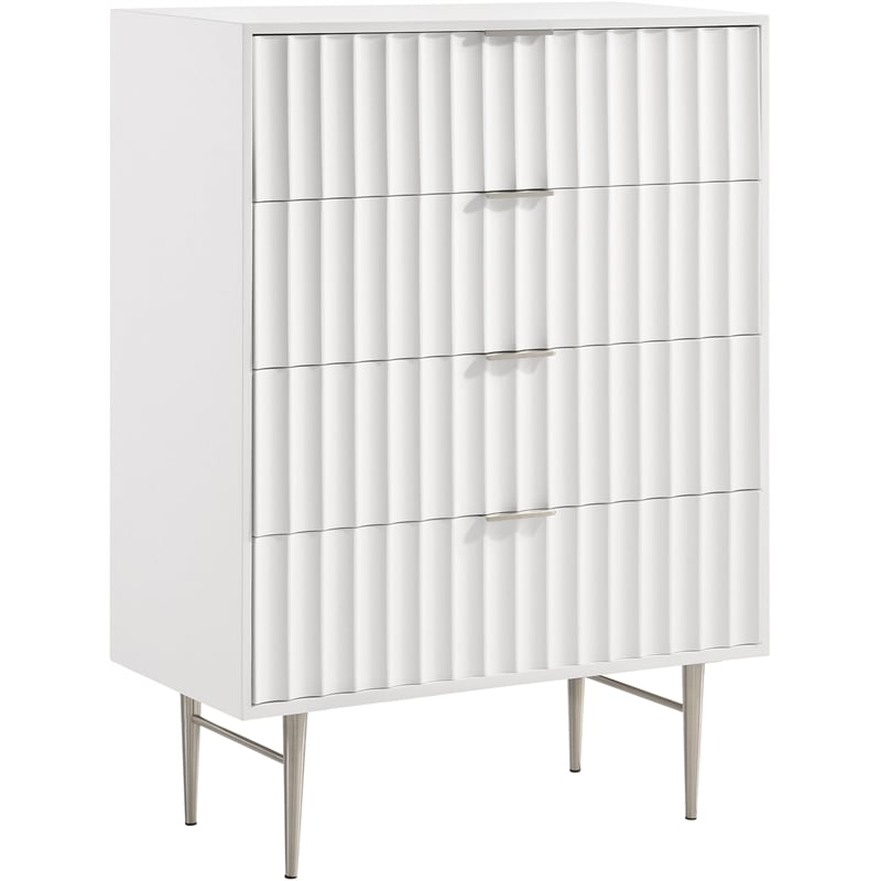 Meridian Furniture Modernist Contemporary Chest in White Medium Gloss Finish