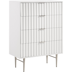 meridian furniture modernist contemporary chest in white medium gloss finish