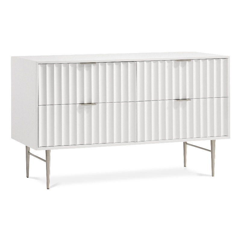 Meridian Furniture Modernist Contemporary Dresser in White Medium Gloss Finish