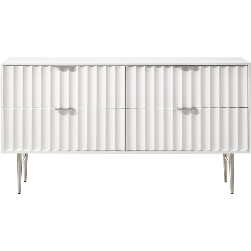 Meridian Furniture Modernist Contemporary Dresser in White Medium Gloss Finish