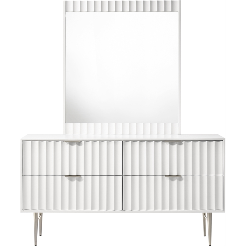 Meridian Furniture Modernist Contemporary Dresser in White Medium Gloss Finish
