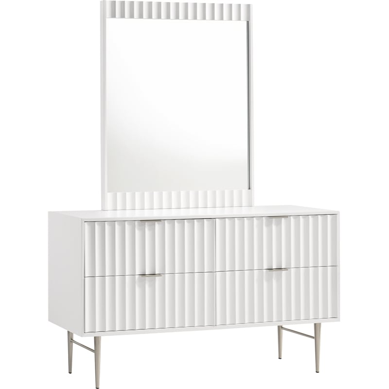 Meridian Furniture Modernist Contemporary Dresser in White Medium Gloss Finish