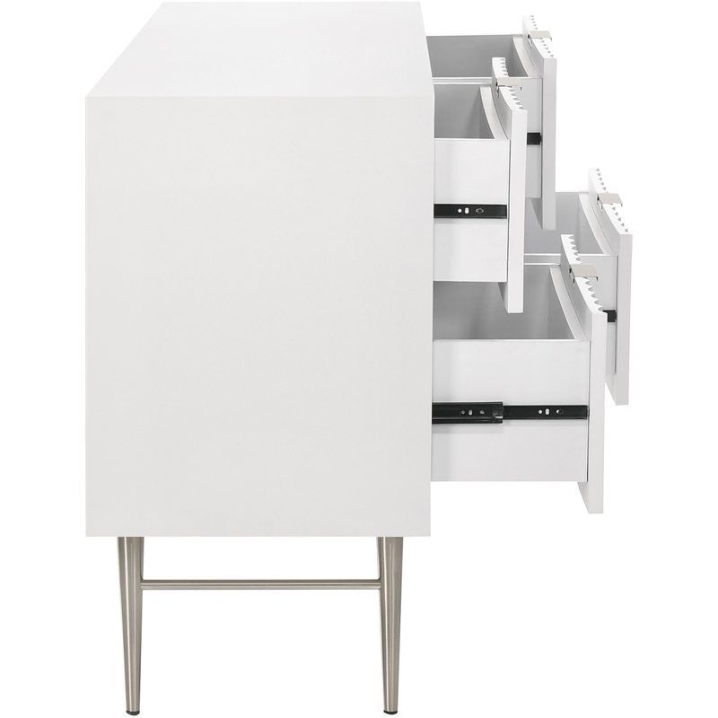 Meridian Furniture Modernist Contemporary Dresser in White Medium Gloss Finish