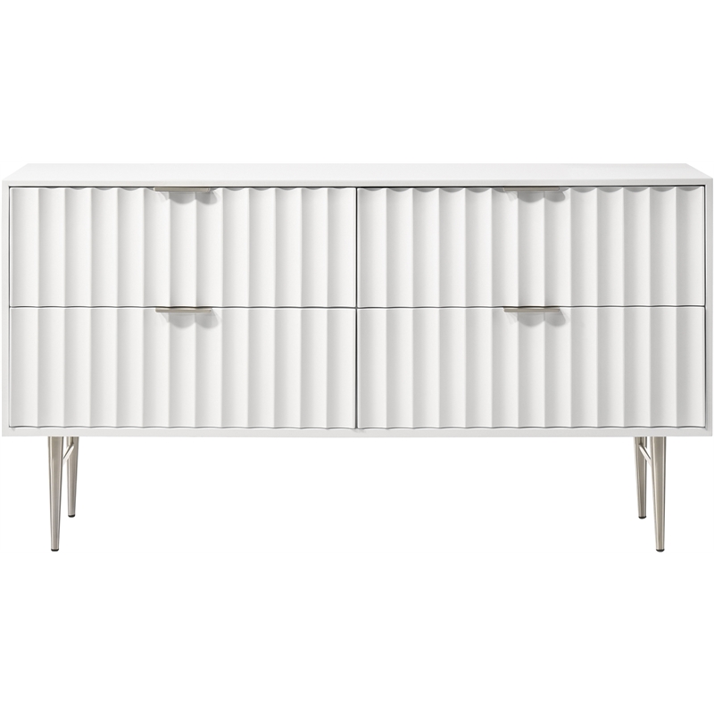 Meridian Furniture Modernist Contemporary Dresser in White Medium Gloss Finish