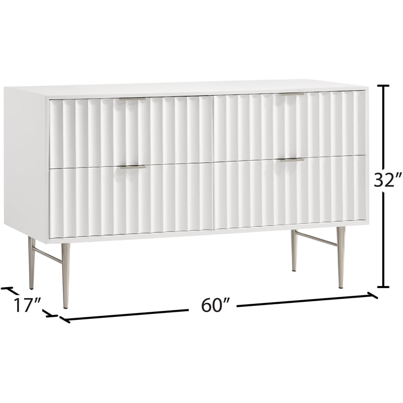 Meridian Furniture Modernist Contemporary Dresser in White Medium Gloss Finish