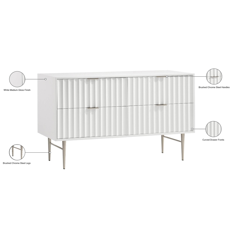 Meridian Furniture Modernist Contemporary Dresser in White Medium Gloss Finish