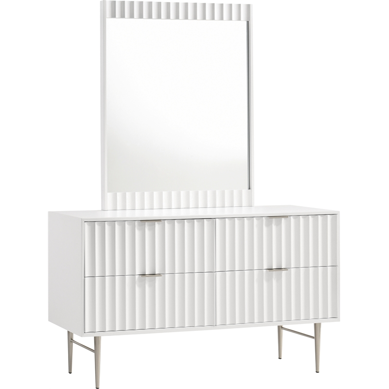 Meridian Furniture Modernist Contemporary Dresser in White Medium Gloss Finish