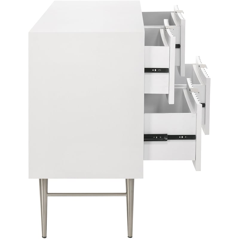 Meridian Furniture Modernist Contemporary Dresser in White Medium Gloss Finish