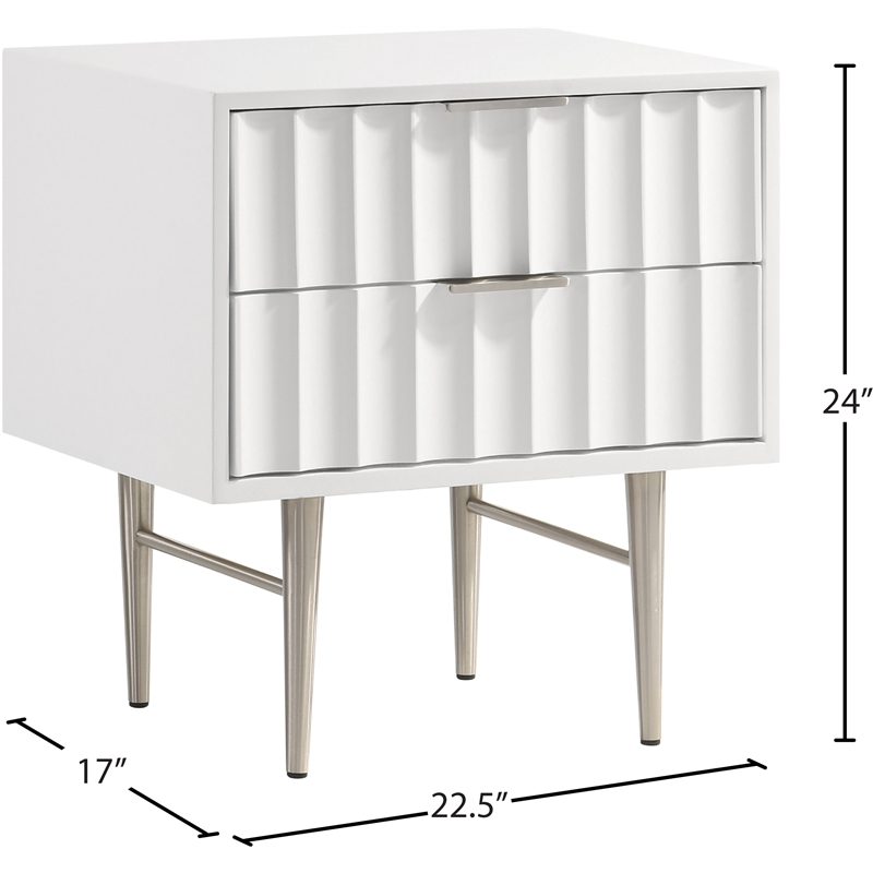 Meridian Furniture Modernist Nightstand in White Medium Gloss Finish