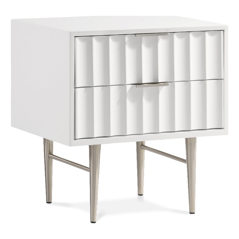 Meridian Furniture Modernist Nightstand in White Medium Gloss Finish