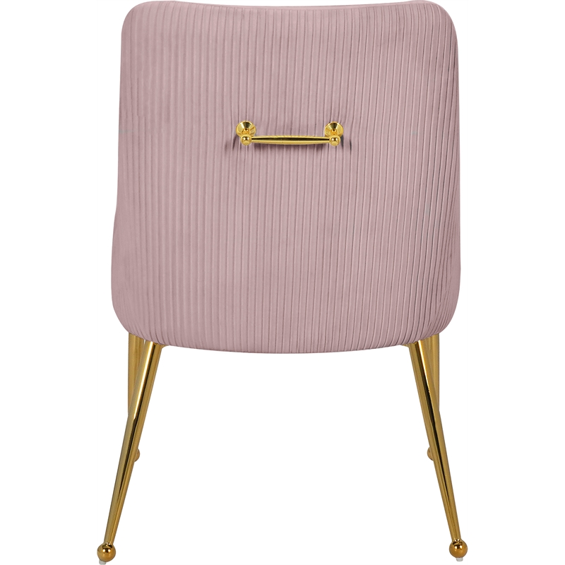 Meridian Furniture Ace Pink Velvet Dining Chair with Gold Legs (Set of