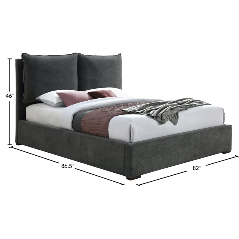 Meridian Furniture Misha Pepper Black Fabric King Bed