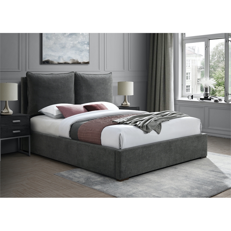Meridian Furniture Misha Pepper Black Fabric Queen Bed