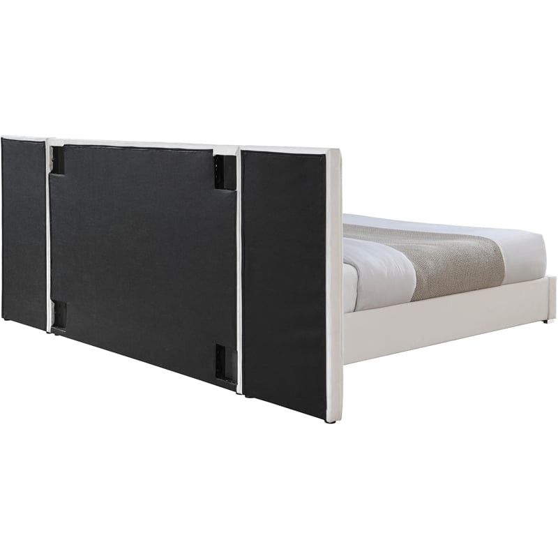 Meridian Furniture Pablo Cream Velvet King Bed with Chrome Metal Legs