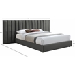 Meridian Furniture Pablo Gray Velvet King Bed with Chrome Metal Legs