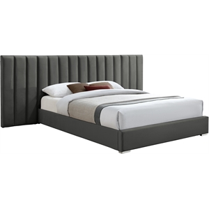 Meridian Furniture Pablo Gray Velvet King Bed with Chrome Metal Legs