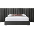 Meridian Furniture Pablo Gray Velvet Queen Bed with Chrome Metal Legs