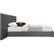Meridian Furniture Pablo Gray Velvet Queen Bed with Chrome Metal Legs