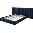 Meridian Furniture Pablo Navy Velvet King Bed with Chrome Metal Legs