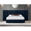 Meridian Furniture Pablo Navy Velvet Queen Bed with Chrome Metal Legs
