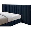 Meridian Furniture Pablo Navy Velvet Queen Bed with Chrome Metal Legs