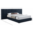 Meridian Furniture Pablo Navy Velvet Queen Bed with Chrome Metal Legs