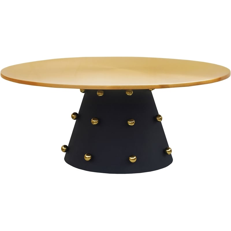Meridian Furniture Raven Brushed Gold Top Coffee Table with Matte Black Base