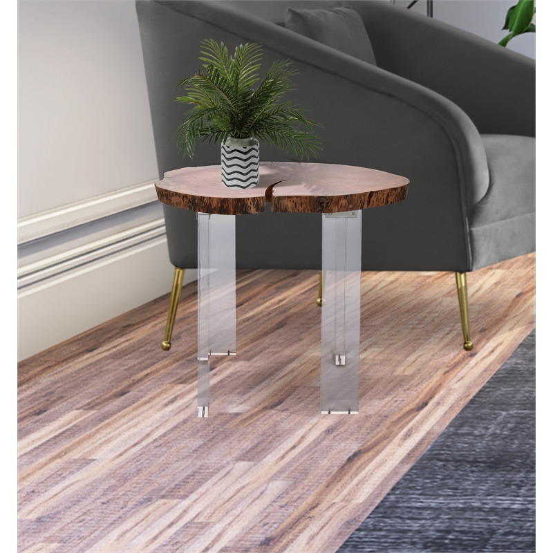Meridian Furniture Woodland Live Edge Acacia Wood Top End Table