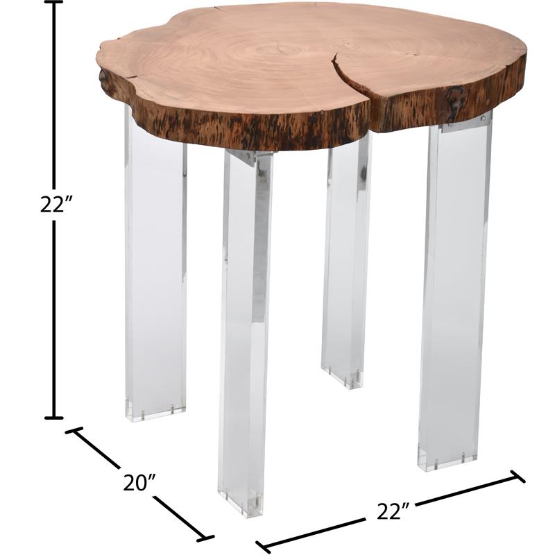 Meridian Furniture Woodland Live Edge Acacia Wood Top End Table