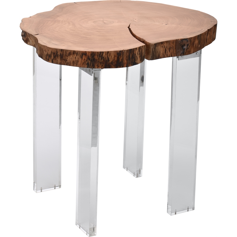 Meridian Furniture Woodland Live Edge Acacia Wood Top End Table