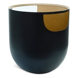 Meridian Furniture Doma Round Matte Black Metal End Table with Glass Top